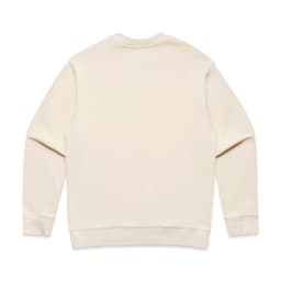 A cream-coloured sweater featuring a simple design and long sleeves. The back view highlights its minimalistic style.