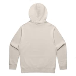 A light beige hoodie with a hood, featuring a plain back and no visible branding.
