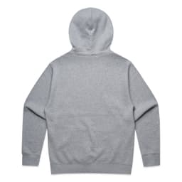A grey hoodie with a half zip and hood, featuring a plain back and long sleeves.