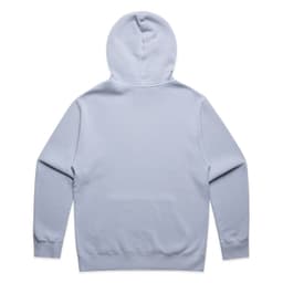 A light blue hoodie with a hood and long sleeves, featuring a plain back design and ribbed cuffs.