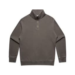 A faded olive half-zip jacket featuring long sleeves and a high collar. The garment has a subtle logo detail.