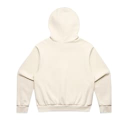 A cream-coloured jumper with a hood, featuring a fitted waistband and cuffs. The back view is displayed.