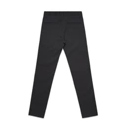 A pair of black slacks with a fitted design, featuring back pockets and no visible branding.