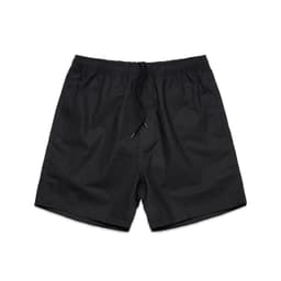 Black sports shorts featuring an elastic waistband and drawstring. The shorts have a simple design and no visible branding.