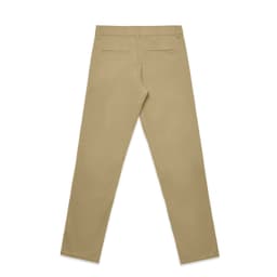 Straight pants in a light khaki colour, featuring a simple back design and two rear pockets.