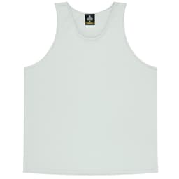 A light green singlet featuring a branding logo, suitable for casual wear.