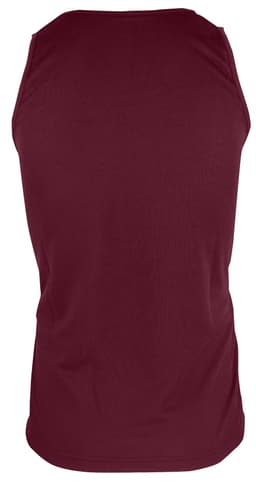 A maroon men's singlet with a fitted design, featuring a simple back and a logo.