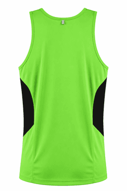 A vibrant green singlet with black side panels, featuring a logo on the back.