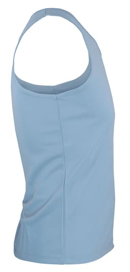 A light blue men's singlet featuring a simple design and a branding logo on the side.