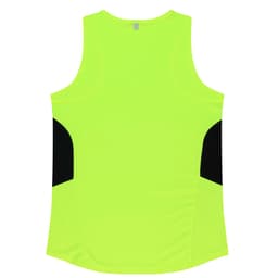 A bright yellow singlet with black side panels, featuring a simple design and no visible branding.