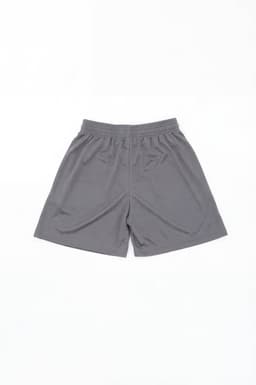A pair of grey sports shorts with an elastic waistband and no visible logos or branding.