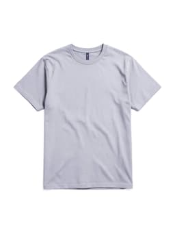 A light grey essential T-shirt with a classic crew neck and short sleeves, featuring a branding logo.