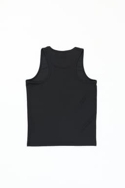 A black youth singlet featuring a classic sleeveless design. The garment has a smooth texture and a subtle logo.