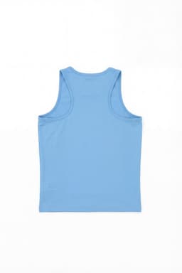 A light blue singlet with a classic sleeveless design and a logo on the back.