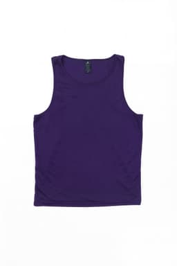 A purple singlet featuring a soft fabric and a label inside. It has a simple design and no notable patterns.