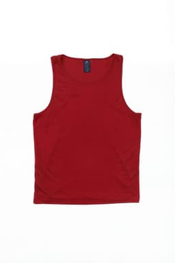 A red singlet with a soft finish, featuring a label and no visible branding. Ideal for active wear.