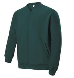 A green unisex adults fleece jacket with a zip and long sleeves, featuring side pockets and a plain design.
