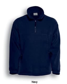 Unisex adults polar fleece half-zip jumper in navy, featuring a front zip and a high collar.