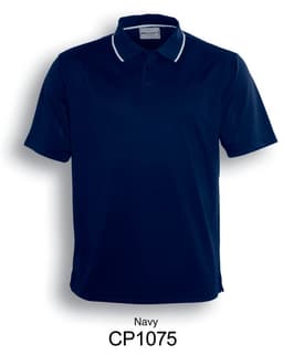 Navy unisex polo shirt featuring a classic design and a small logo on the chest.