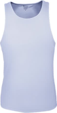 A light blue men's brushed action back singlet with a round neckline and a simple design.