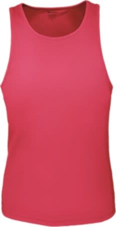 A pink ladies singlet with a brushed action back design, featuring a plain style and no visible logos.