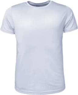 A light blue brushed men's T-shirt with a crew neckline and short sleeves. It includes a logo.