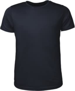 A navy blue kids' brushed T-shirt with a crew neck and short sleeves. It features a logo.