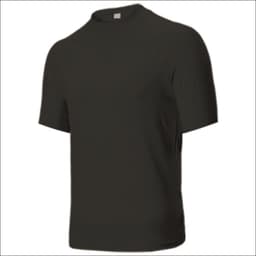 A short sleeve rashie in black, featuring a high neck and smooth fabric. Includes a logo.