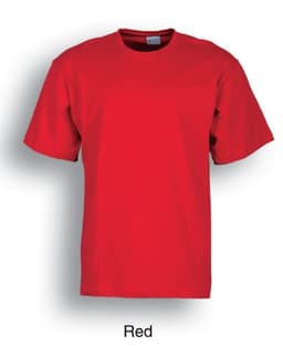 A red unisex adults plain cotton t-shirt with short sleeves and no visible logos.