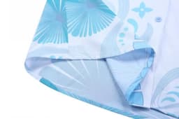 A stylish school wear shirt featuring a blue floral pattern, showcasing a light blue design on a white background.