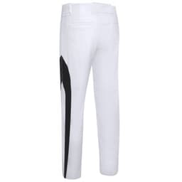 White baseball training pants with black side detailing and a logo. Designed for performance and comfort.