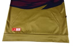 A green hoodie featuring a kangaroo logo and a front pocket design.
