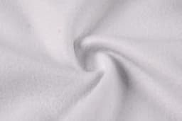 A soft white fabric with a smooth, swirling texture, ideal for custom hoodie designs. Features a subtle branding logo.