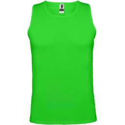 A bright green Andre Tank Top with a logo, featuring a sleeveless design.