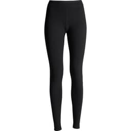 A pair of black leggings with a smooth, fitted design and a waistband. The item has a logo on it.