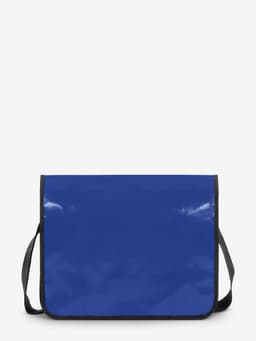 A blue Economy LorryBag with a black shoulder strap and a simple, glossy finish. It features a logo on the front.