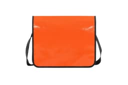 An orange lorry bag with a black trim and adjustable strap, featuring a plain front and no visible branding.