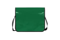 A green Economy LorryBag with a black strap, featuring a smooth, shiny surface and no visible text.