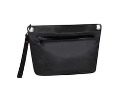 A black Drybag Zipper Bag featuring a front zip pocket and a wrist strap. It has a branding logo.