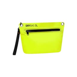 A bright yellow Drybag Zipper Bag with a black zippered pocket and a strap. It features a logo.