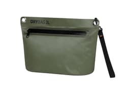 A green Drybag Zipper Bag with a black zipper and a strap, featuring a logo.