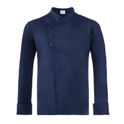A navy blue Emanuel Jacket featuring an asymmetrical design and button details on the front.