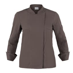 A brown Agata jacket with a collared neckline and long sleeves, featuring a logo on the sleeve.