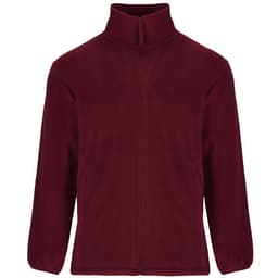A maroon Artic Fleece Jacket with a high neck and full-length sleeves. It features a central zip and has a logo.