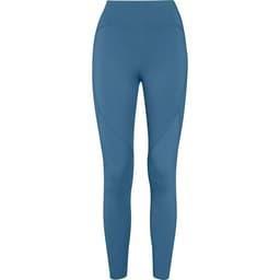Compression leggings in a solid blue colour with a high waistband and a sleek design. Features a logo.
