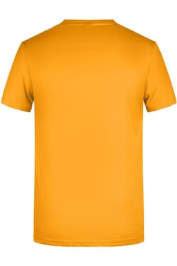 A plain yellow T-shirt with a crew neck and short sleeves. The back view shows a smooth design without any logos.