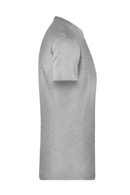 A grey men's short-sleeve basic T-shirt featuring a simple design and a logo.
