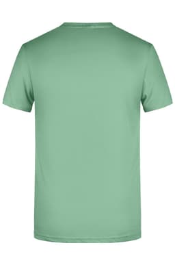 A mint green men's t-shirt featuring a plain back and a small logo at the neck.