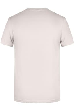 A plain white men's t-shirt featuring a crew neck and short sleeves, with a simple back design and a logo.