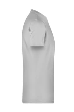 A light grey men's basic T-shirt featuring short sleeves and a plain design. It has a small logo on the chest.